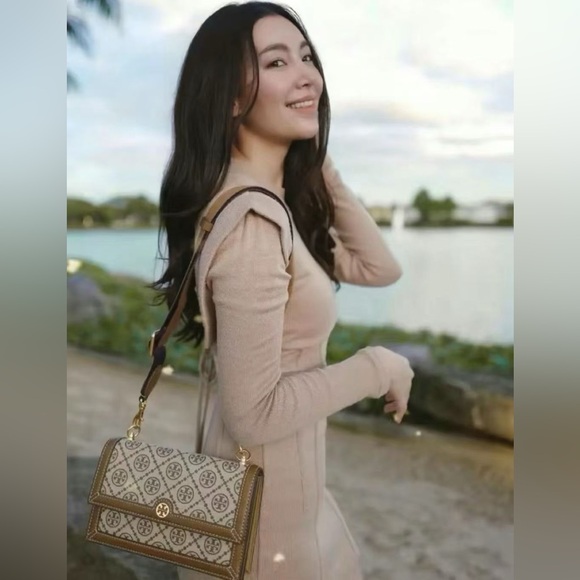 NWT TORY BURCH T MONOGRAM JACQUARD MINI BAG Two stripes $448 - Picture 15 of 16